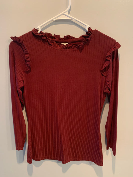 Red Ruffle Long Sleeve