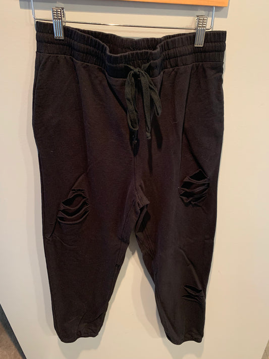 Black Slit Joggers